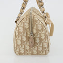Christian Dior Trotter Canvas Romantic Chain Bag PVC Ivory Silver Auth 184736-5