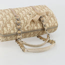 Christian Dior Trotter Canvas Romantic Chain Bag PVC Ivory Silver Auth 184736-7
