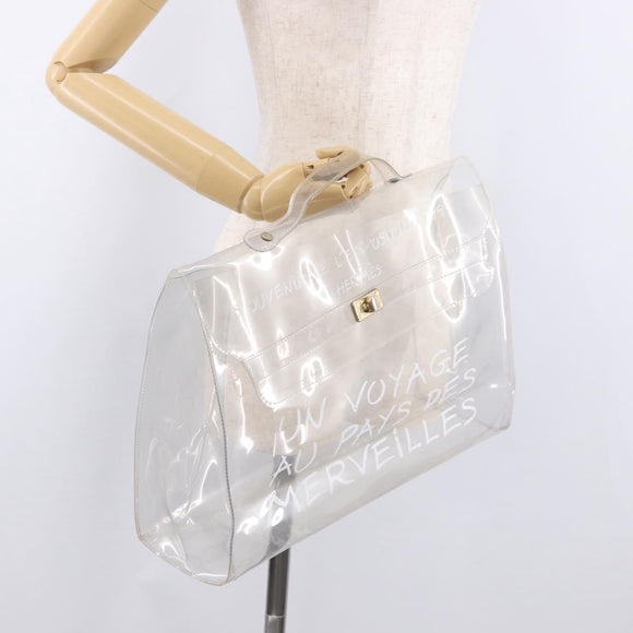 HERMES Vinyl Kelly Hand Bag Vinyl Clear Auth 184746