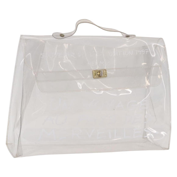 HERMES Vinyl Kelly Hand Bag Vinyl Clear Auth 184746