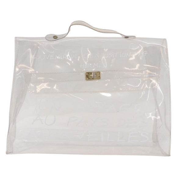 HERMES Vinyl Kelly Hand Bag Vinyl Clear Auth 184746