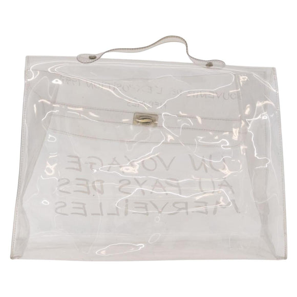 HERMES Vinyl Kelly Hand Bag Vinyl Clear Auth 184746