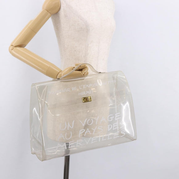 HERMES Vinyl Kelly Hand Bag Vinyl Clear Auth 184747