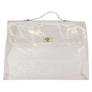 HERMES Vinyl Kelly Hand Bag Vinyl Clear Auth 184747-2