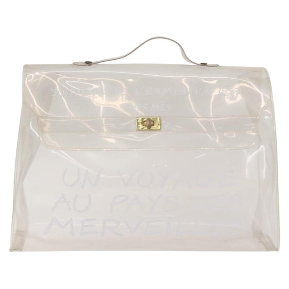 HERMES Vinyl Kelly Hand Bag Vinyl Clear Auth 184747