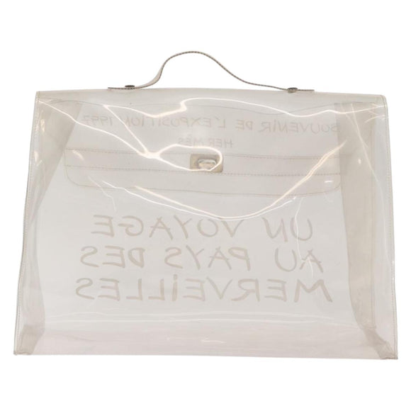 HERMES Vinyl Kelly Hand Bag Vinyl Clear Auth 184747
