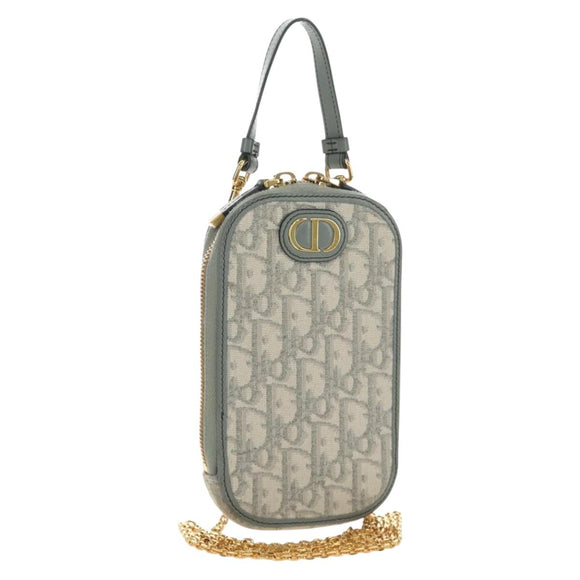 Christian Dior Oblique 30 Phone Case Trotter Canvas Chain Bag Gray Auth 184749M