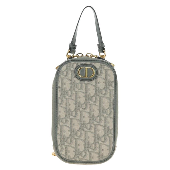 Christian Dior Oblique 30 Phone Case Trotter Canvas Chain Bag Gray Auth 184749M