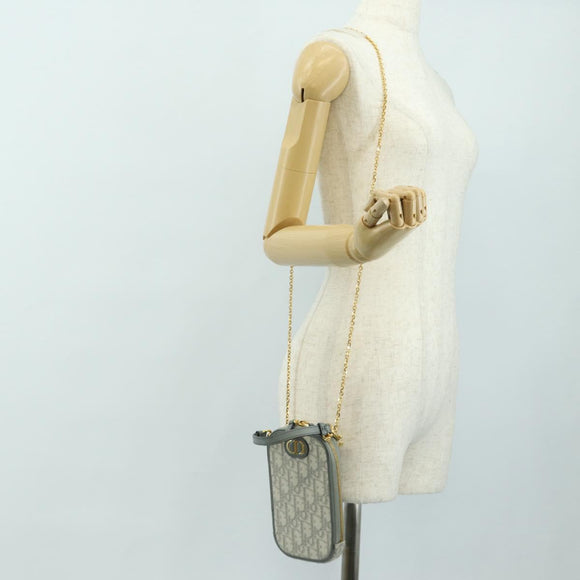 Christian Dior Oblique 30 Phone Case Trotter Canvas Chain Bag Gray Auth 184749M