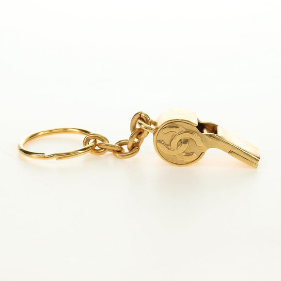 CHANEL COCO Mark Whistle Key Holder metal Gold Auth 184755M