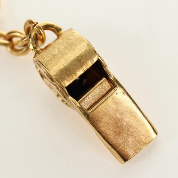 CHANEL COCO Mark Whistle Key Holder metal Gold Auth 184755M
