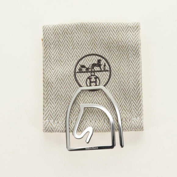 HERMES Equestre Money Clip metal Silver Auth 184756M
