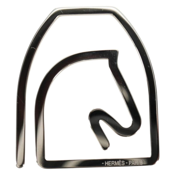 HERMES Equestre Money Clip metal Silver Auth 184756M