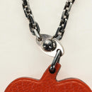 HERMES Pumpkin Bag Charm Leather Orange Auth 184757M-4