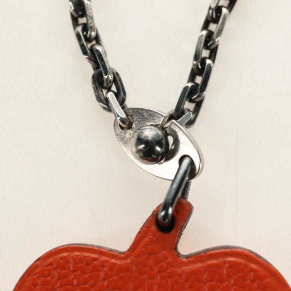 HERMES Pumpkin Bag Charm Leather Orange Auth 184757M