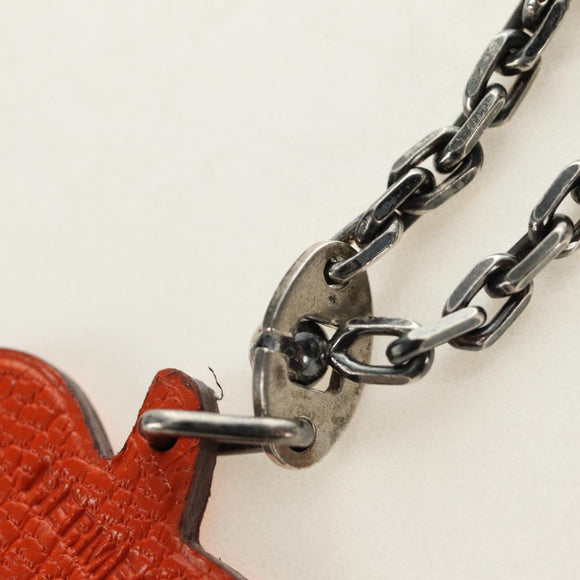 HERMES Pumpkin Bag Charm Leather Orange Auth 184757M