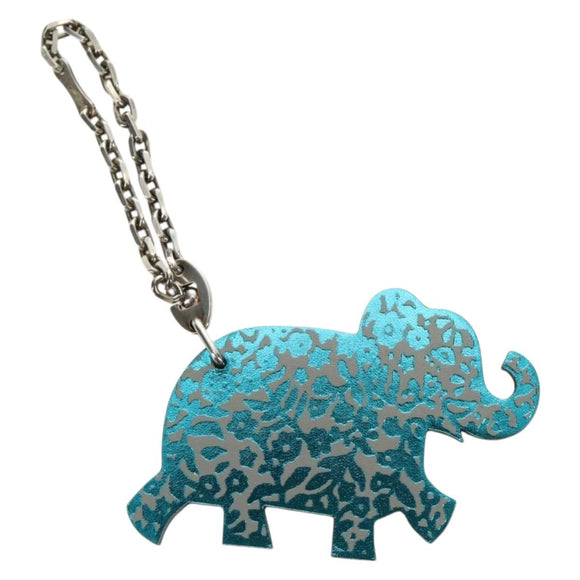 HERMES Elephant Bag Charm Leather Gray Auth 184758M