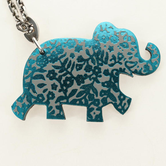 HERMES Elephant Bag Charm Leather Gray Auth 184758M