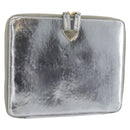 PRADA Clutch Bag Patent leather Silver Gold Auth 184773-1