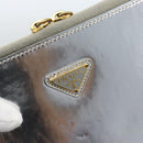 PRADA Clutch Bag Patent leather Silver Gold Auth 184773-17