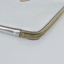 PRADA Clutch Bag Patent leather Silver Gold Auth 184773-7