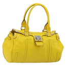CELINE Hand Bag Leather Yellow Silver Auth 184774-1