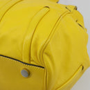 CELINE Hand Bag Leather Yellow Silver Auth 184774-12