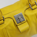 CELINE Hand Bag Leather Yellow Silver Auth 184774-14