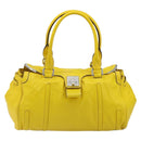 CELINE Hand Bag Leather Yellow Silver Auth 184774-2
