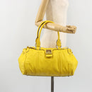 CELINE Hand Bag Leather Yellow Silver Auth 184774-23