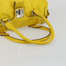 CELINE Hand Bag Leather Yellow Silver Auth 184774-7