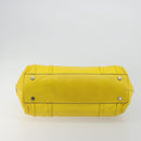 CELINE Hand Bag Leather Yellow Silver Auth 184774-9