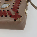 FENDI Jeweled Mini Stitch Baguette Pouch Leather Purple Gold Auth 184775A-42
