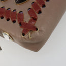 FENDI Jeweled Mini Stitch Baguette Pouch Leather Purple Gold Auth 184775A-43