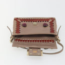 FENDI Jeweled Mini Stitch Baguette Pouch Leather Purple Gold Auth 184775A-47