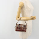 FENDI Jeweled Mini Stitch Baguette Pouch Leather Purple Gold Auth 184775A-55