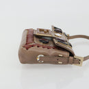 FENDI Jeweled Mini Stitch Baguette Pouch Leather Purple Gold Auth 184775A-32