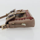 FENDI Jeweled Mini Stitch Baguette Pouch Leather Purple Gold Auth 184775A-33