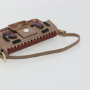 FENDI Jeweled Mini Stitch Baguette Pouch Leather Purple Gold Auth 184775A-35