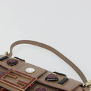 FENDI Jeweled Mini Stitch Baguette Pouch Leather Purple Gold Auth 184775A-36