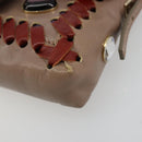 FENDI Jeweled Mini Stitch Baguette Pouch Leather Purple Gold Auth 184775A-10