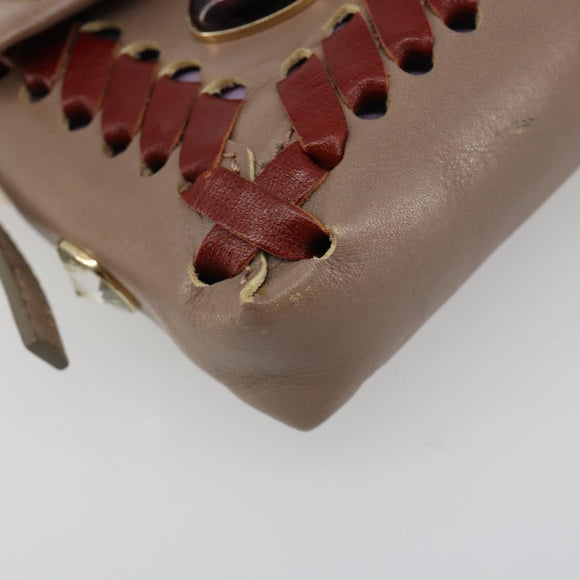 FENDI Jeweled Mini Stitch Baguette Pouch Leather Purple Gold Auth 184775A