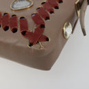 FENDI Jeweled Mini Stitch Baguette Pouch Leather Purple Gold Auth 184775A-12