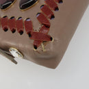 FENDI Jeweled Mini Stitch Baguette Pouch Leather Purple Gold Auth 184775A-13