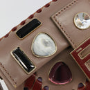 FENDI Jeweled Mini Stitch Baguette Pouch Leather Purple Gold Auth 184775A-17