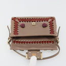 FENDI Jeweled Mini Stitch Baguette Pouch Leather Purple Gold Auth 184775A-19