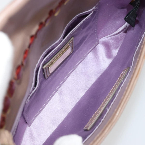 FENDI Jeweled Mini Stitch Baguette Pouch Leather Purple Gold Auth 184775A