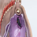 FENDI Jeweled Mini Stitch Baguette Pouch Leather Purple Gold Auth 184775A-23