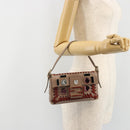 FENDI Jeweled Mini Stitch Baguette Pouch Leather Purple Gold Auth 184775A-27