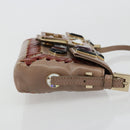 FENDI Jeweled Mini Stitch Baguette Pouch Leather Purple Gold Auth 184775A-4
